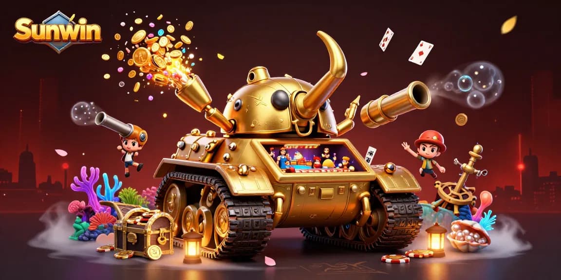 Engage in thrilling gaming excitement at Sunwin's miniature casino within a golden beetle tank.