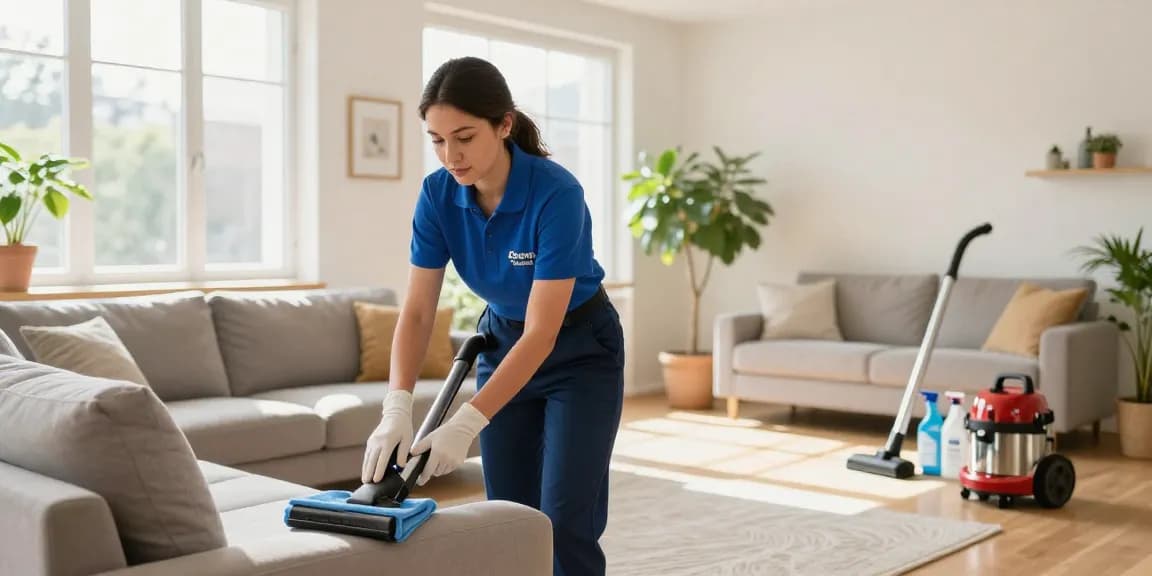 Professional cleaner in a bright home showcasing putzfirma bern services, emphasizing trust and cleanliness.