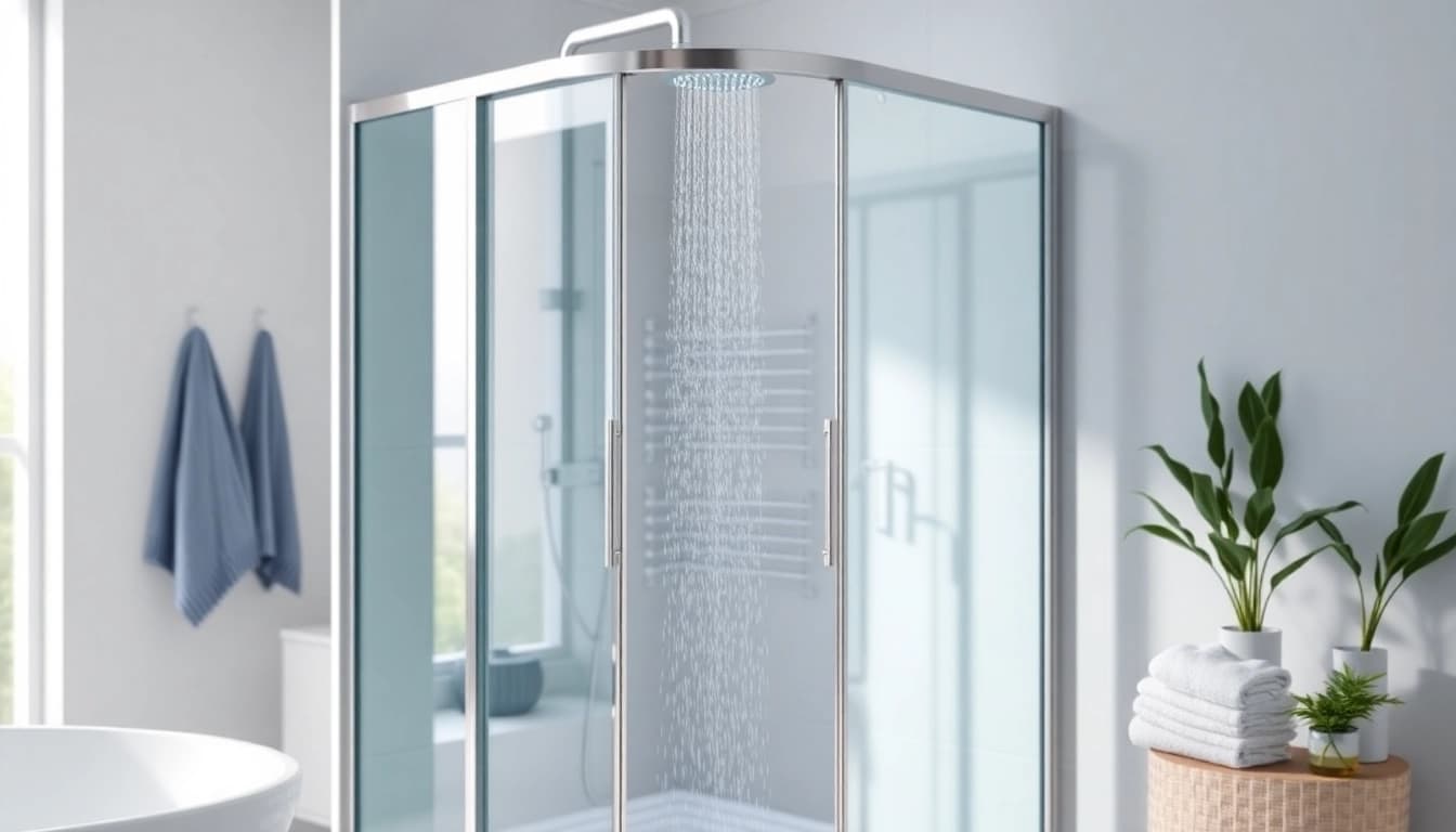 Moderne duschkabine 80x80 eckeinstieg in einem eleganten Badezimmer mit stilvollen Details.