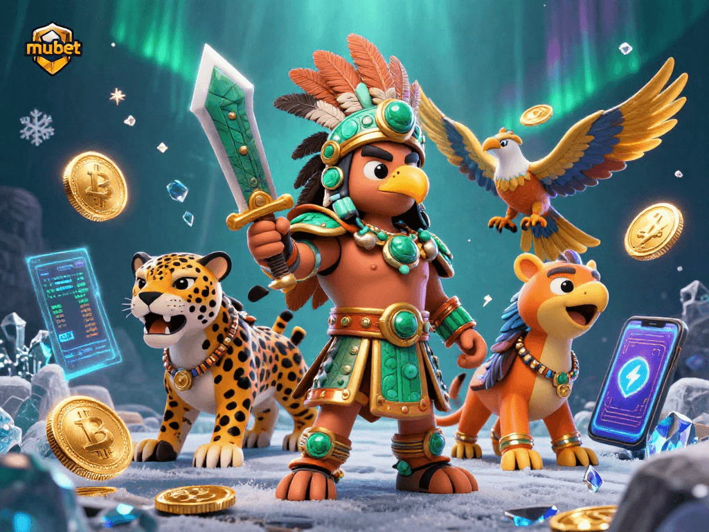 Players winning big at mubet with 3D warriors and crypto coins in a vibrant online casino atmosphere.