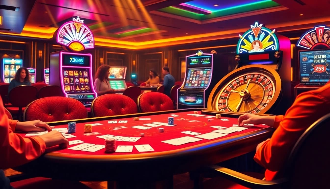 Experience thrilling gameplay at 789club with vibrant poker chips and exhilarating slot machine action.