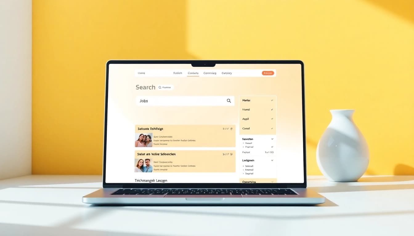 Find Stellenangebote through a laptop displaying job listings, demonstrating accessibility and ease in job searching.