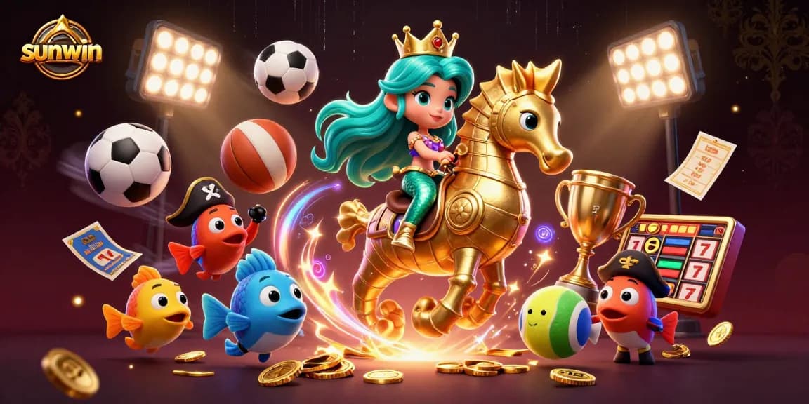 Experience thrilling wins with sunwin's colorful casino scene featuring a mermaid and seahorse.