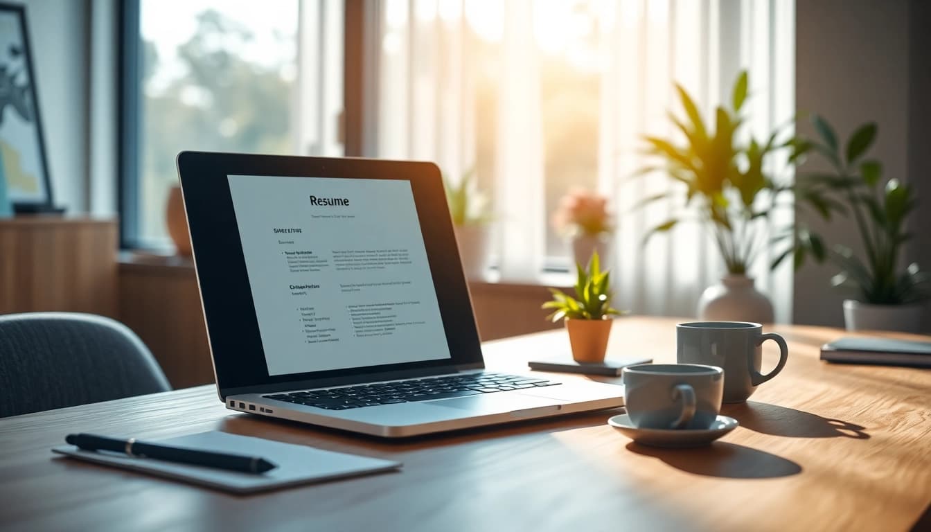 Headhunter Bochum: A professional office setting with a laptop showcasing recruitment efforts.