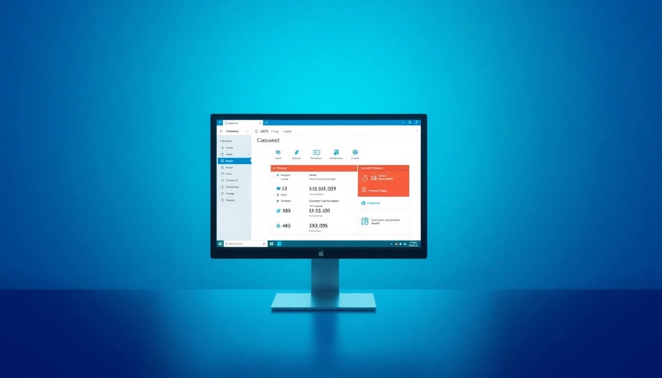 F-Secure Sicherheitssoftware für Windows zeigt eine benutzerfreundliche Schnittstelle auf einem modernen Computerbildschirm, mit beruhigenden Farben und Symbolen für Sicherheit.