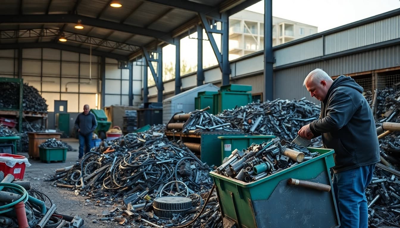 Schrotthändler Bottrop sortieren Altmetall und bereiten es für das Recycling vor.