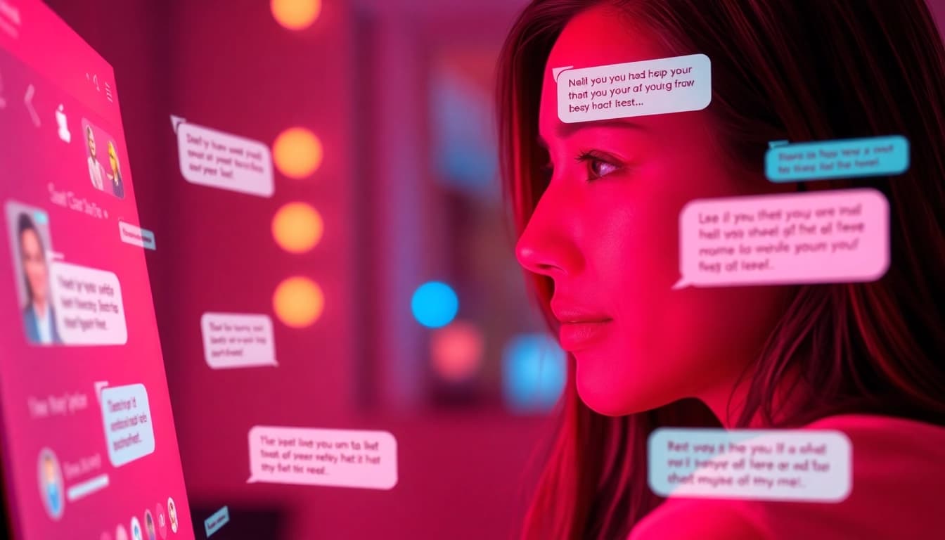 Engaging ai chat porn scene featuring flirty conversations with AI characters.