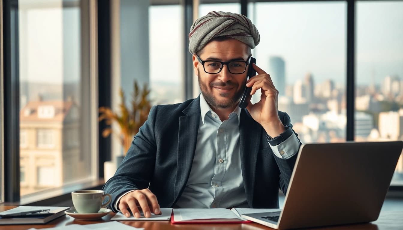 Headhunter Gastronomie im Beratungsgespräch in einem modernen Büro, verkörperndes Vertrauen und Professionalität.
