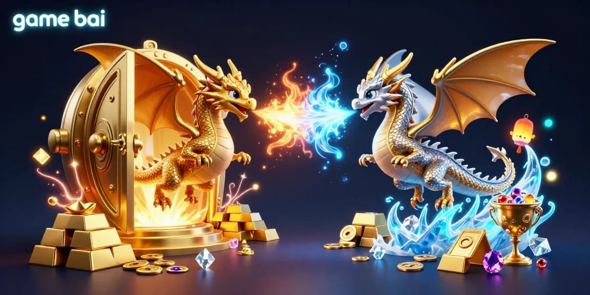 Engage with the thrilling world of game bai as fire and ice dragons battle amid a treasure-filled casino.