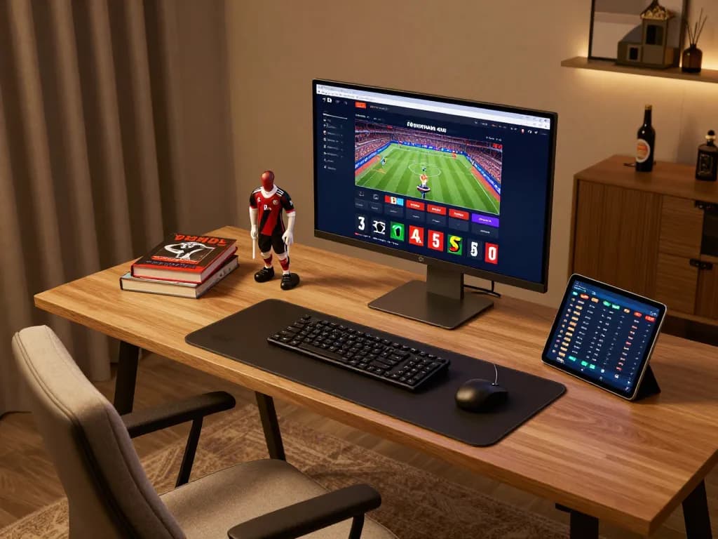 Player analyzing odds on 78winvina casino platform in a cozy home office