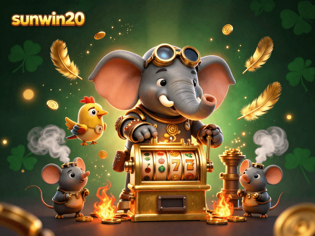Experience thrilling gameplay with sunwin20 at our vibrant slot machine scene packed with excitement and action.