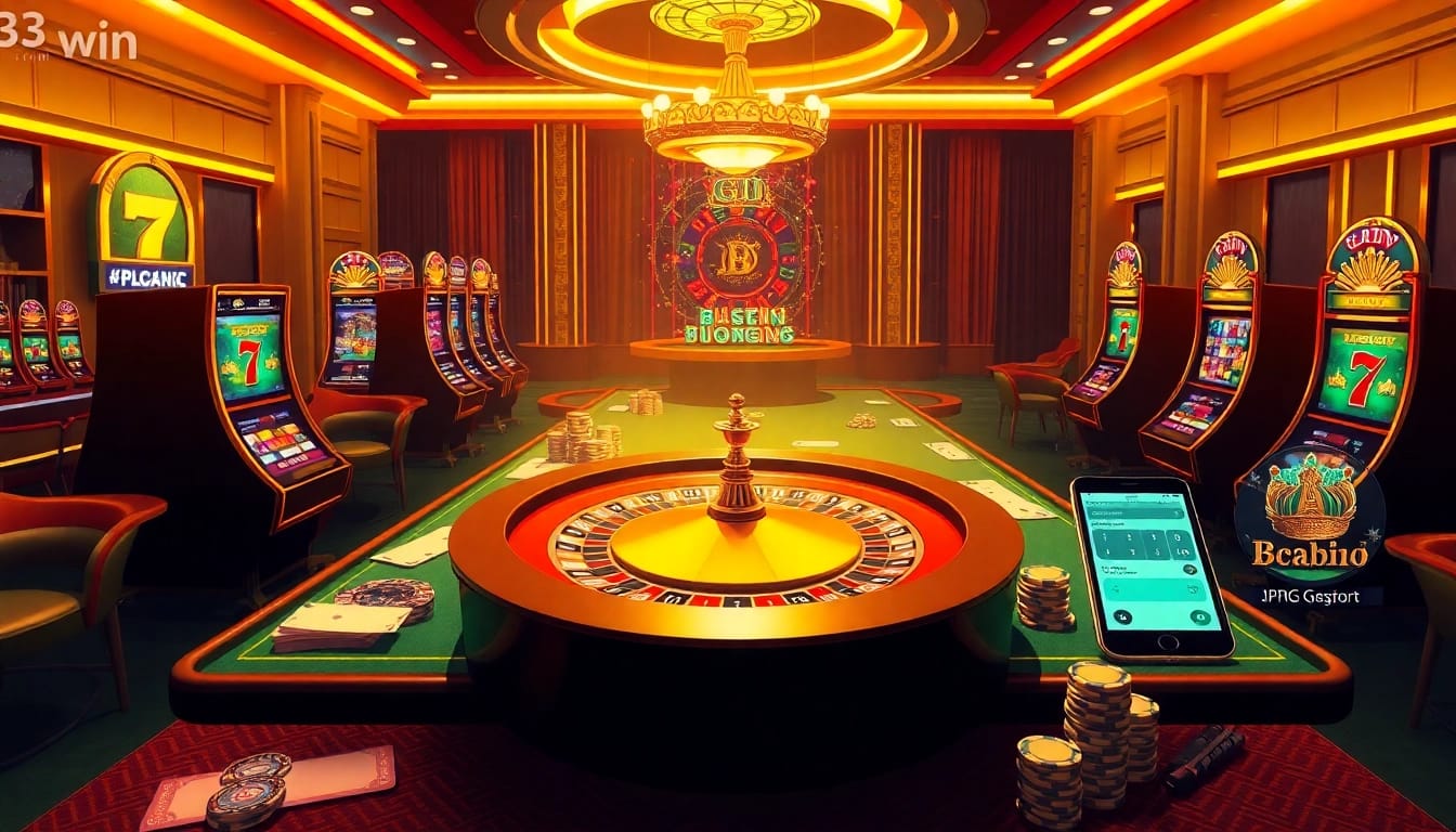 Experience the thrill of games at 33win with vibrant casino tables and exciting online gambling visuals.