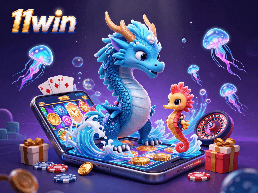 Spin to win with 11win's vibrant 3D casino adventure featuring magical characters.