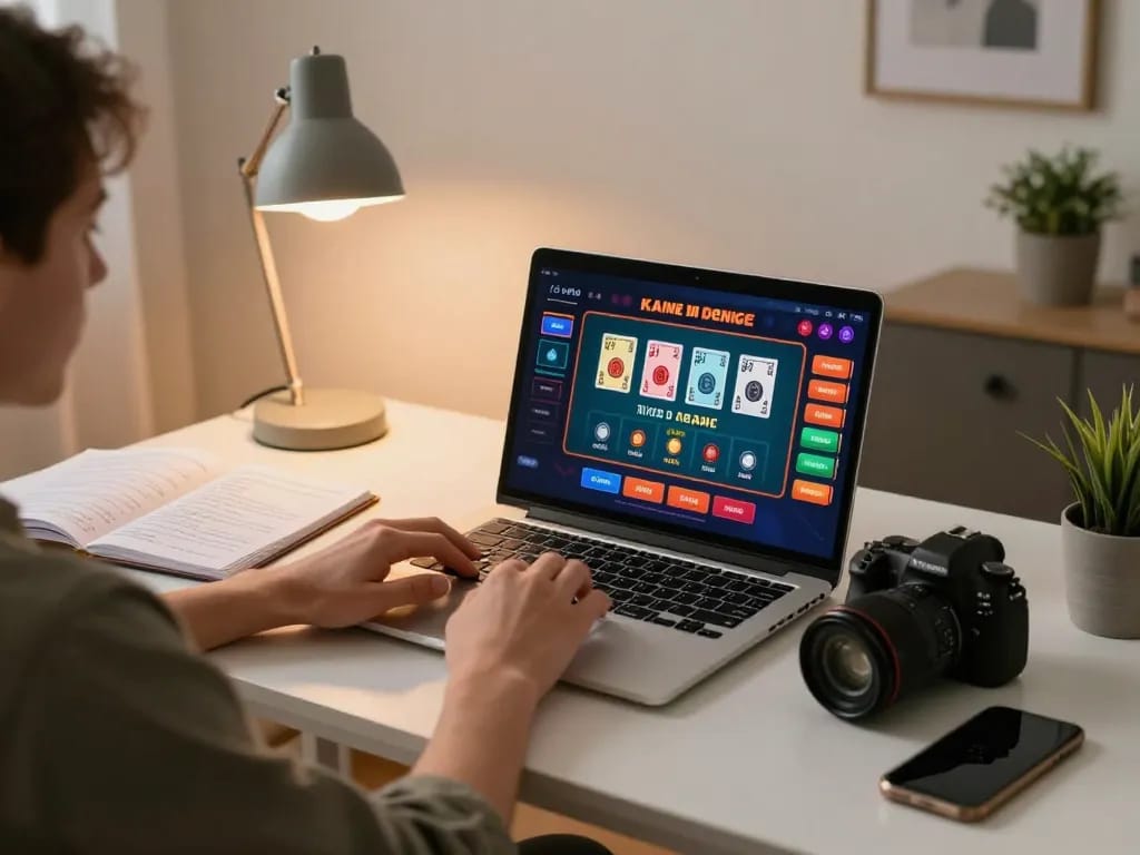 Engaging in online gambling with 79sodo, showing a live dealer game on a modern laptop