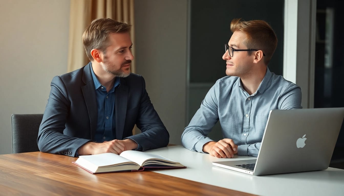 Jobcoaching-Sitzung, bei der ein Coach und Klient gemeinsam Strategien entwickeln.