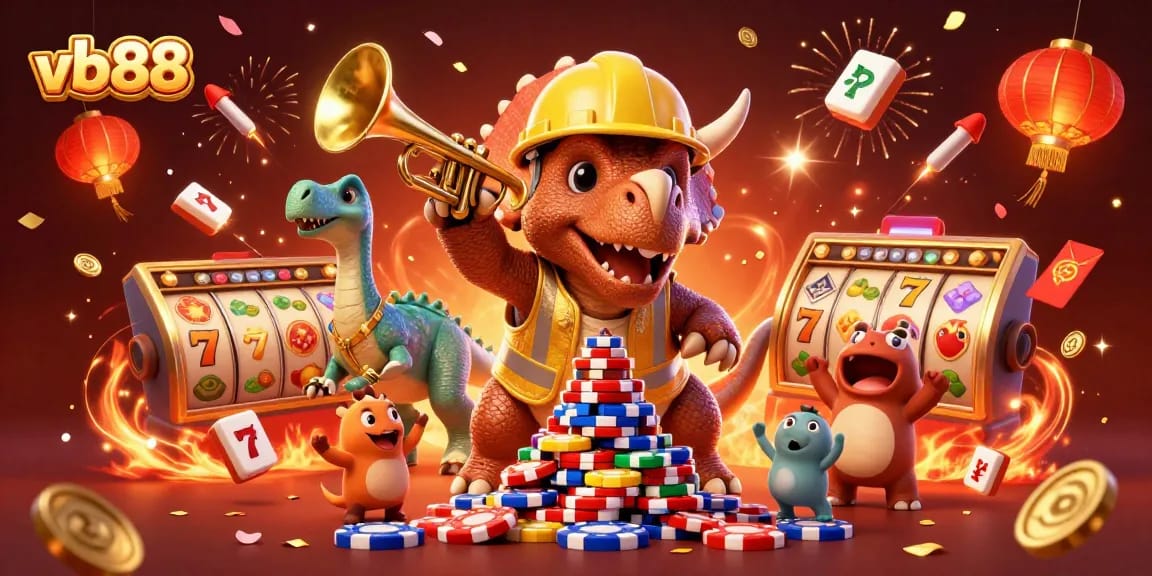 Play exciting slots with vb88 in a vibrant casino atmosphere filled with carnival elements!