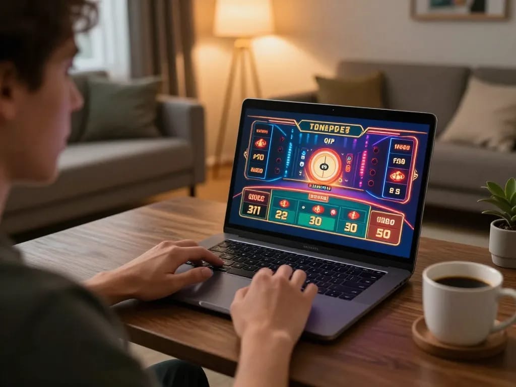 Engaging online betting experience on trang chủ bl555 in a cozy home environment with dynamic gaming visuals.