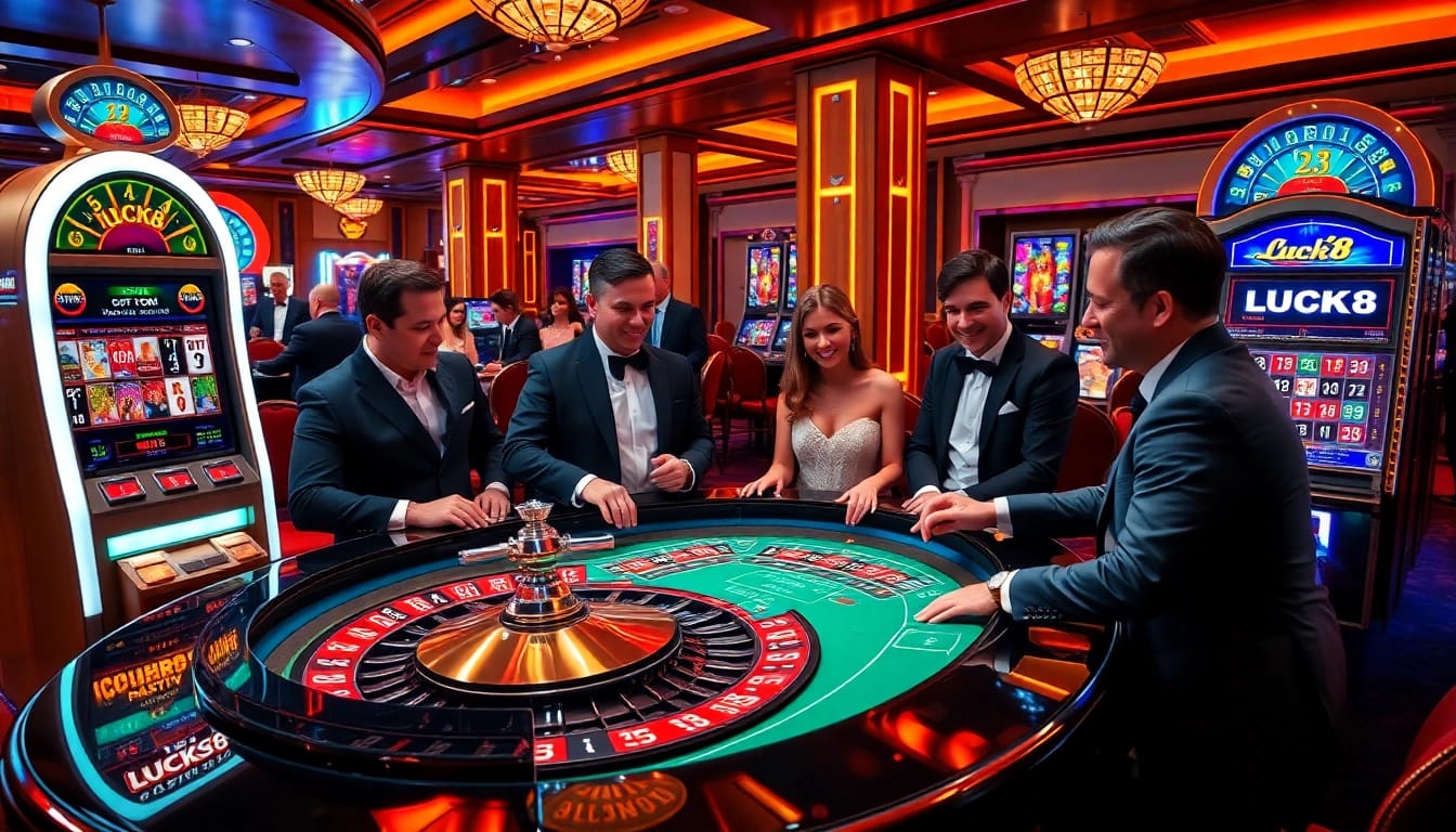 Người chơi tận hưởng trò roulette đầy kịch tính trong không gian casino sang trọng của LUCK8.