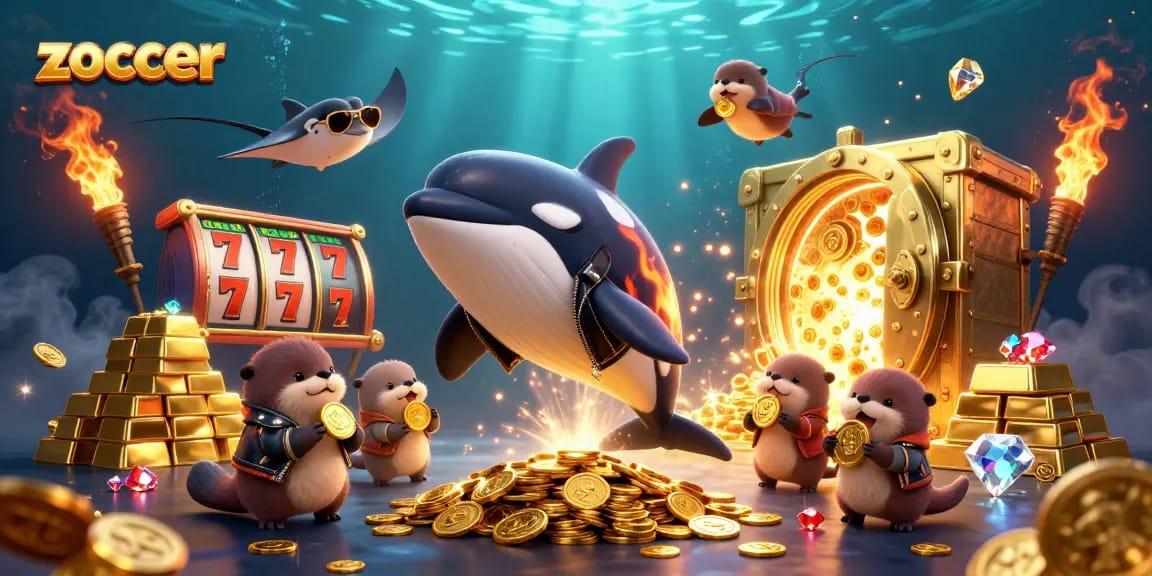Zoccer presents an exciting underwater casino scene with engaging characters and dazzling treasures.