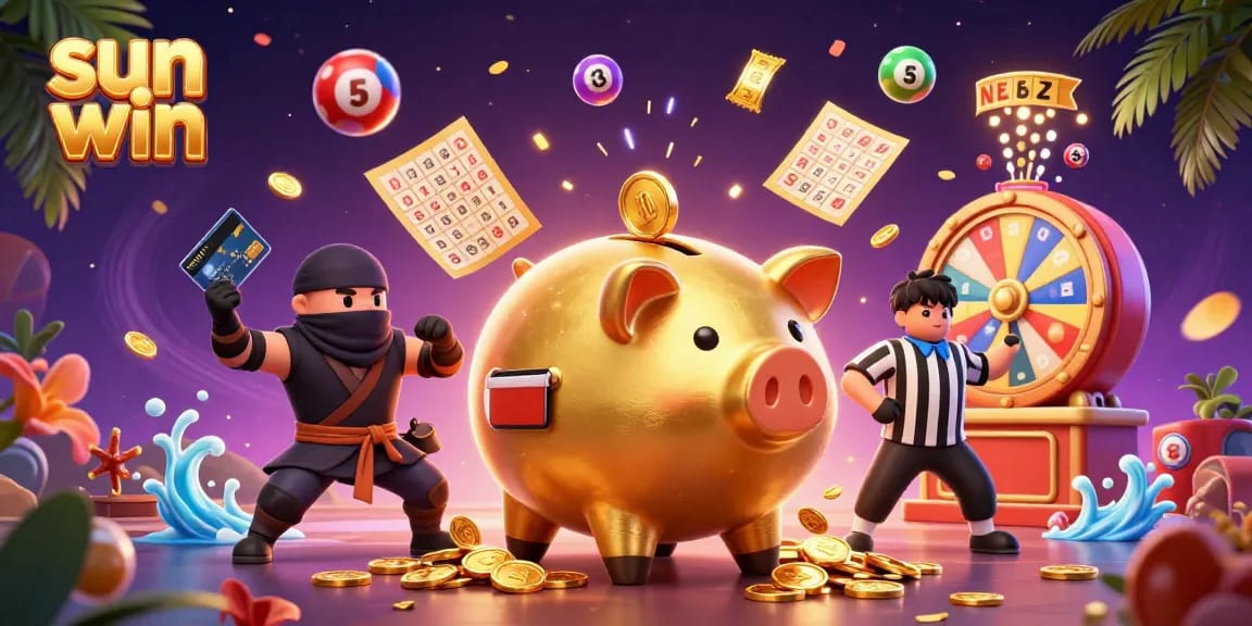 Experience the excitement of sun win with dynamic casino elements and vibrant illustrations.