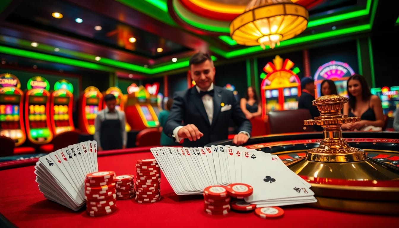 Engage in thrilling gameplay at CM88 casino featuring poker cards, chips, and a roulette wheel.