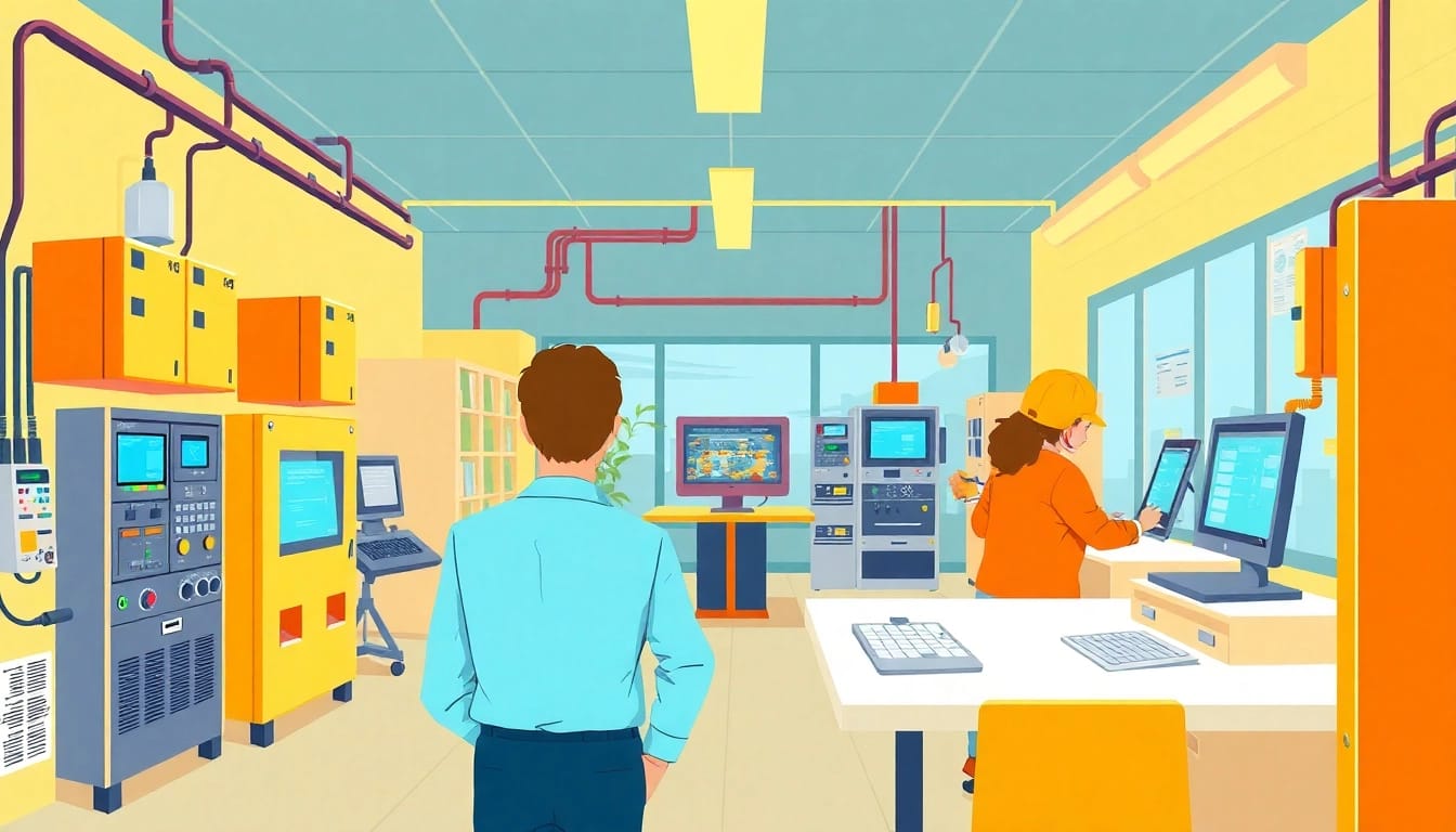Technician performing DGUV V3 Prüfung on electrical equipment for workplace safety compliance.