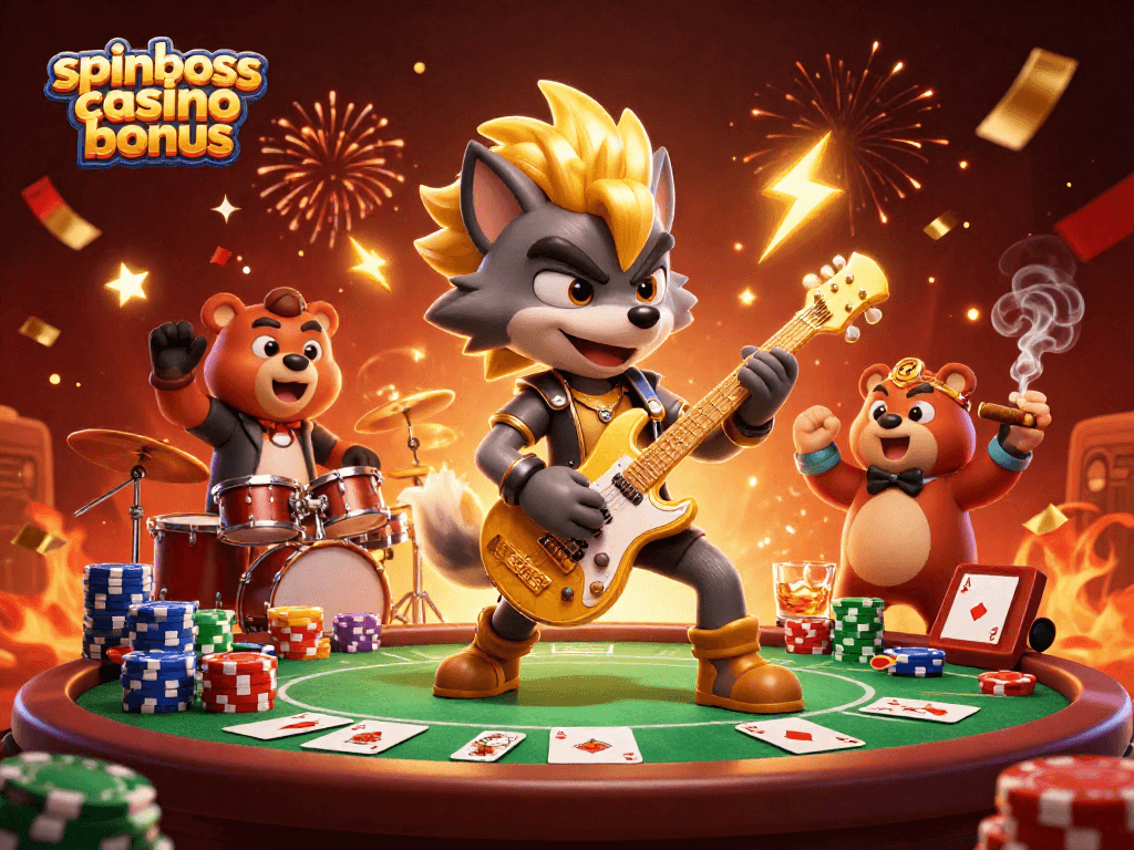 Spielen Sie mit dem SpinBoss Casino Bonus und erleben Sie aufregende Gewinne und Freispiele in einer dynamischen 3D-Casino-Welt.