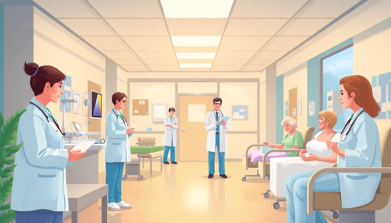 Engaging scene showcasing Pflegemarketing strategies in a vibrant nursing environment, emphasizing care and professionalism.