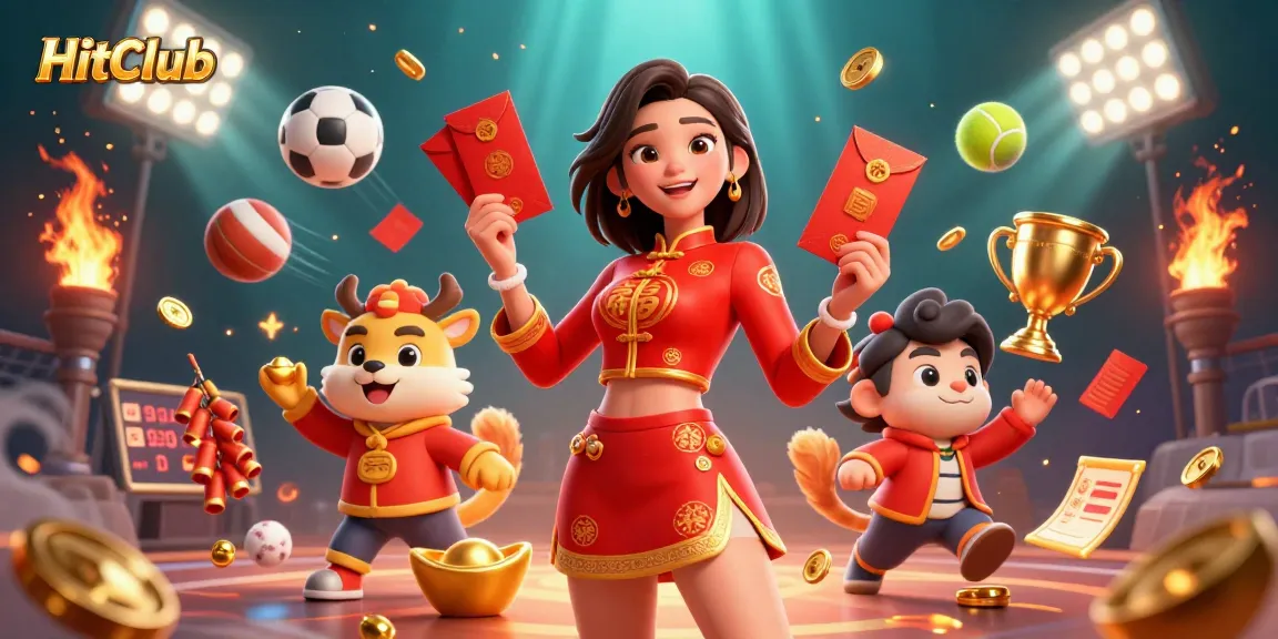 Place bets and win big at HitClub with an engaging 3D illustration featuring dynamic sports elements.