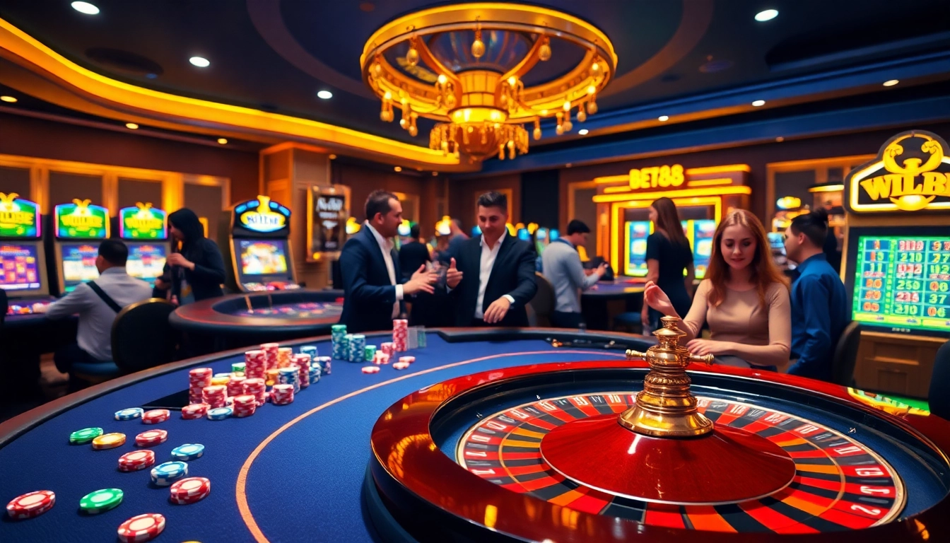 Experience the thrill of BET88 casino gaming with vibrant roulette and poker excitement.