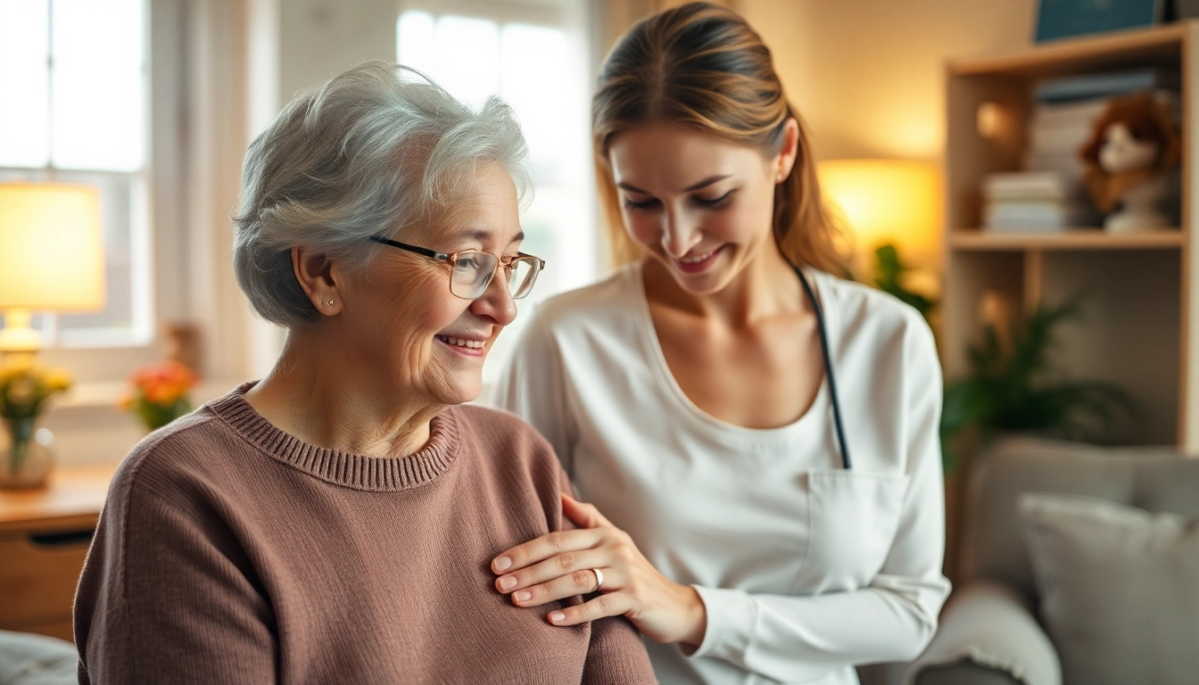 Ambulanter Pflegedienst Köln: A caregiver providing compassionate support to an elderly person at home.