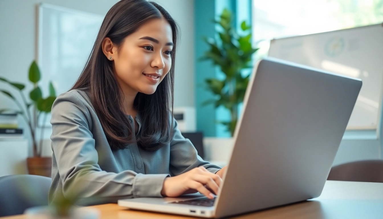 Optimale Software Hilfe durch eine professionelle Programmiererin in einem modernen Büro.