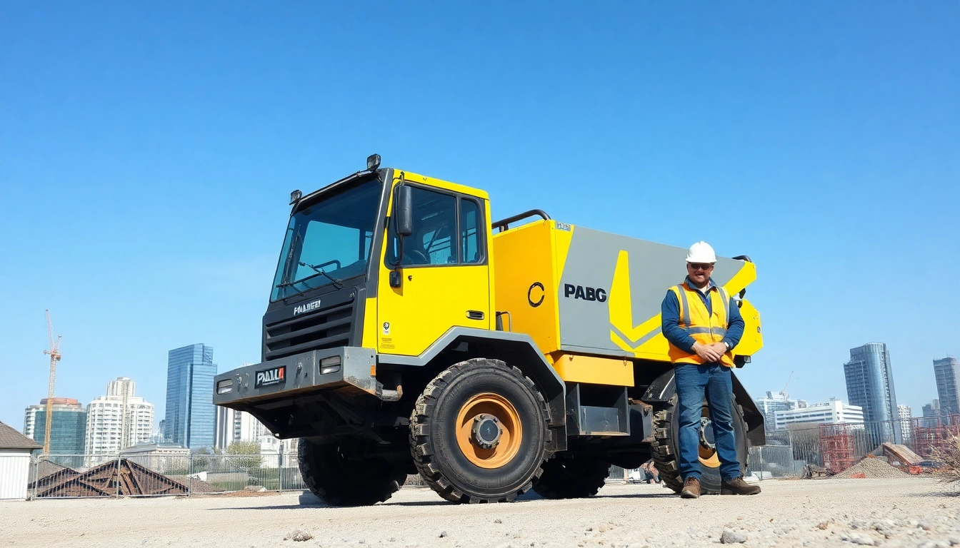 Bagger mieten Hannover: Ein aktiver Bagger auf einer Baustelle in der Stadt Hannover, der von einem Arbeiter bedient wird.