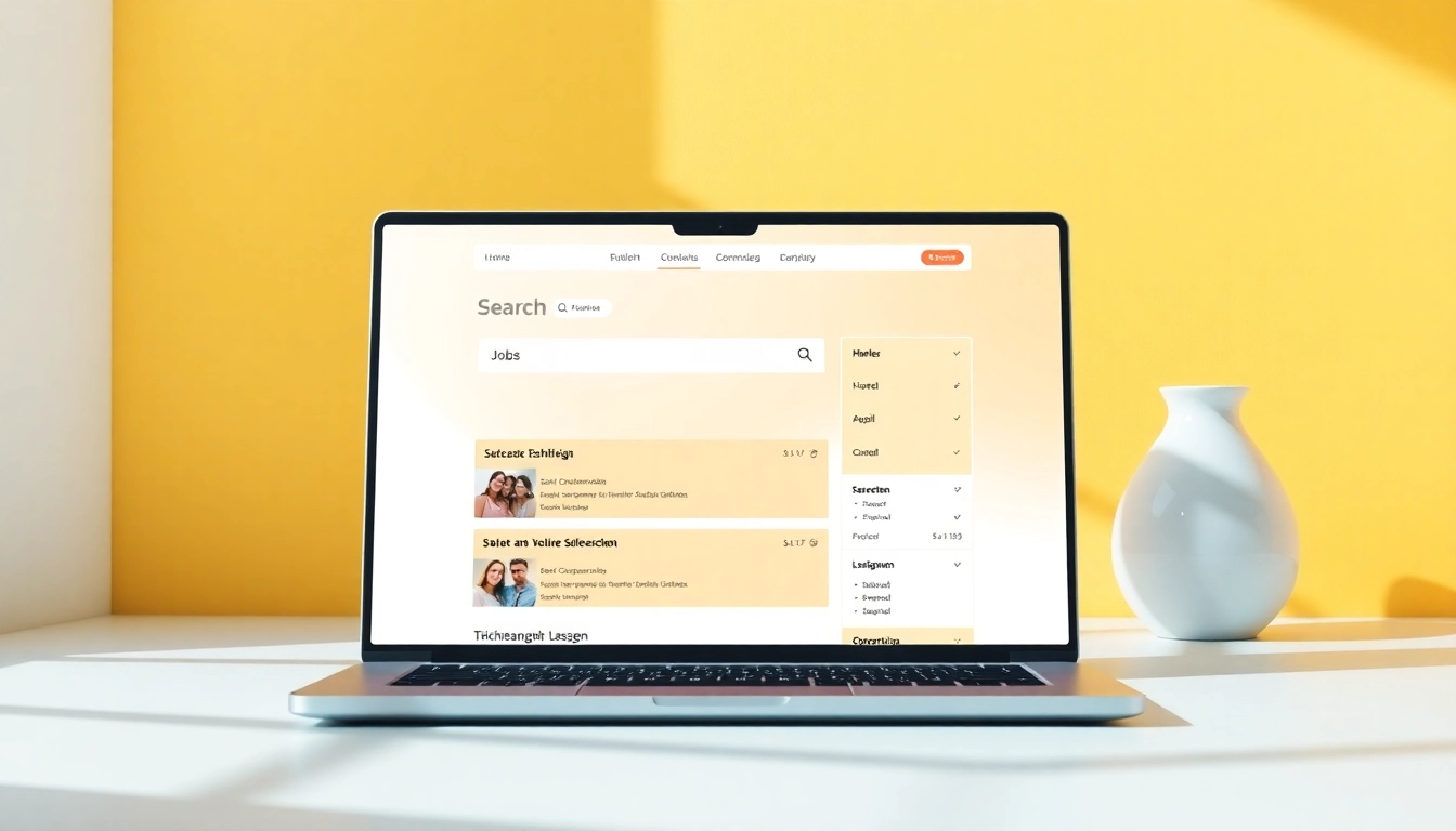 Find Stellenangebote through a laptop displaying job listings, demonstrating accessibility and ease in job searching.