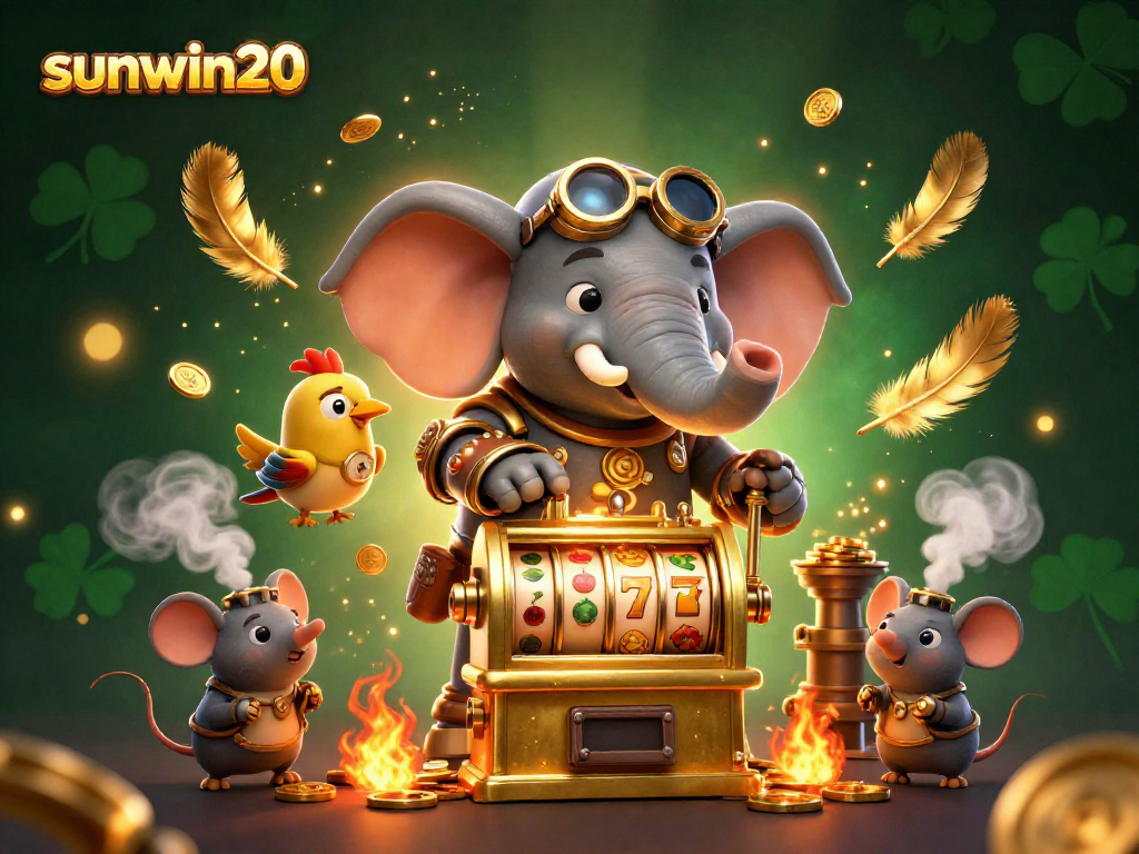 Experience thrilling gameplay with sunwin20 at our vibrant slot machine scene packed with excitement and action.