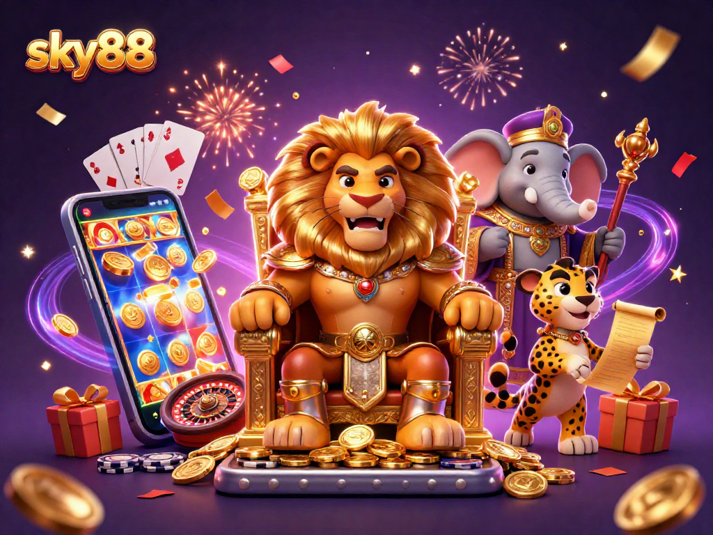 Join the excitement at sky88 with the royal lion, wise elephant, and swift cheetah!