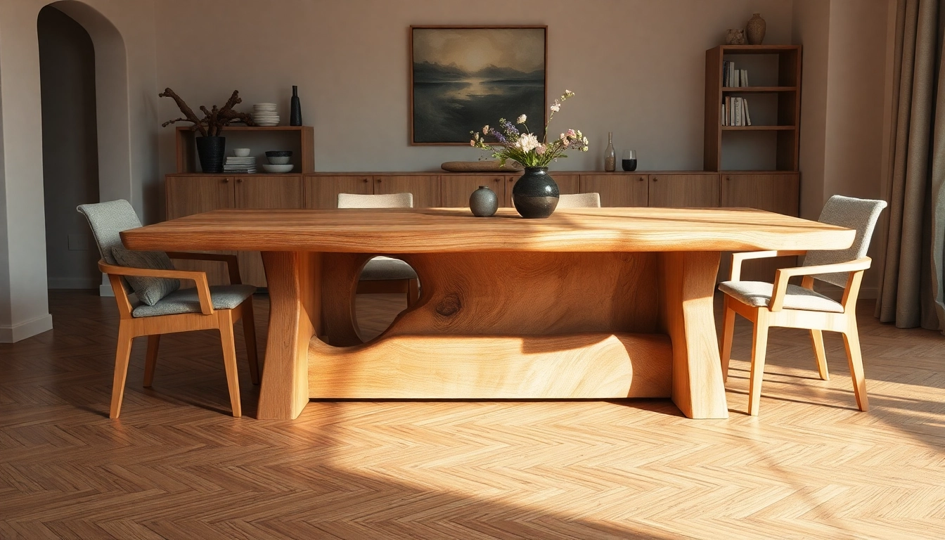 Entdecken Sie den Massiven Eiche Esstisch mit einzigartiger Baumkante, der stilvolles Design und natürliche Eleganz vereint.