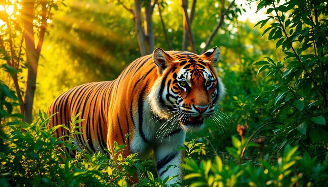 Experience the thrill of wildlife safari tours in India with a regal Bengal tiger in its natural habitat.