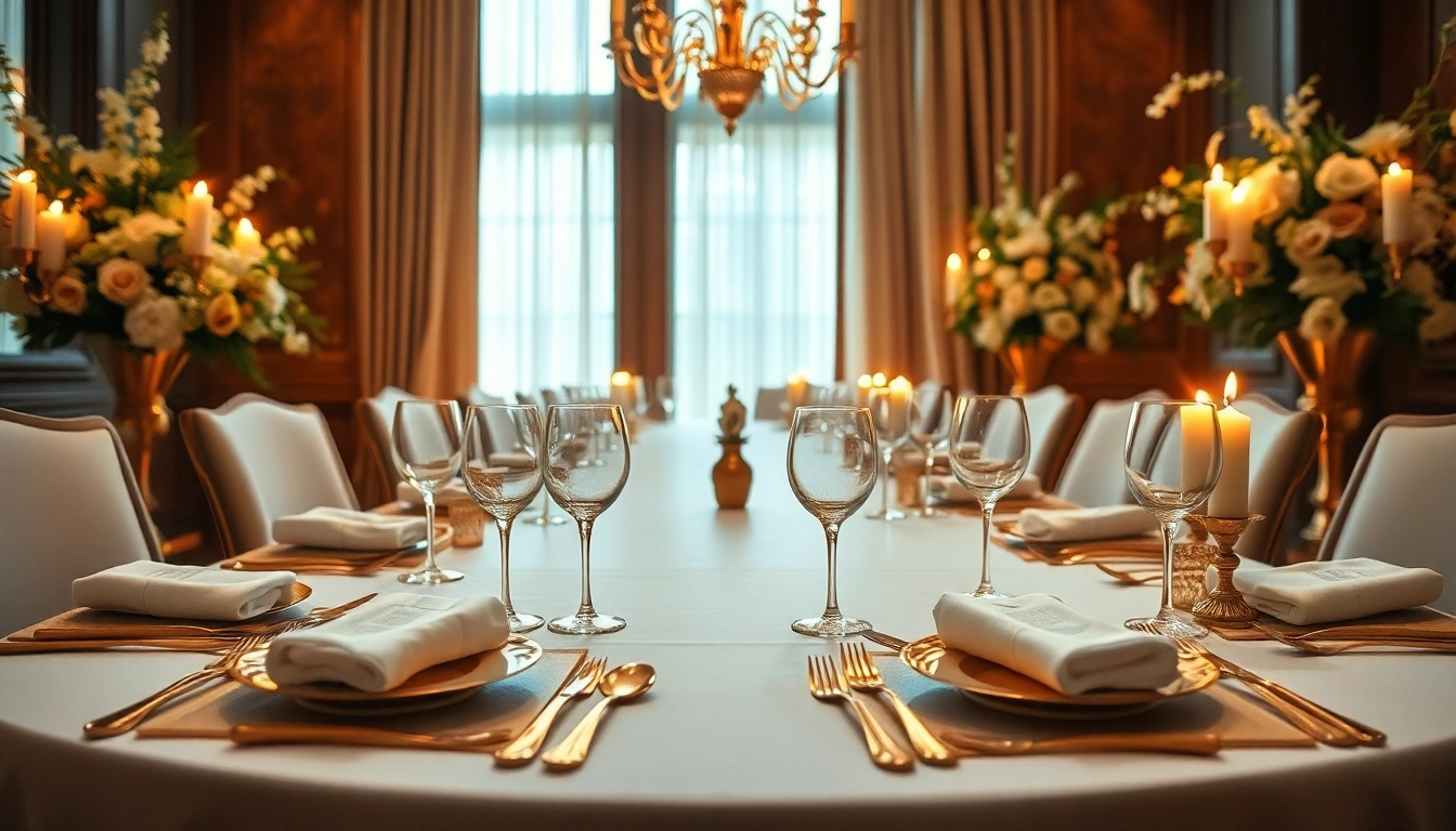 Luxury dining experience with elegant table setting and candlelight ambiance.