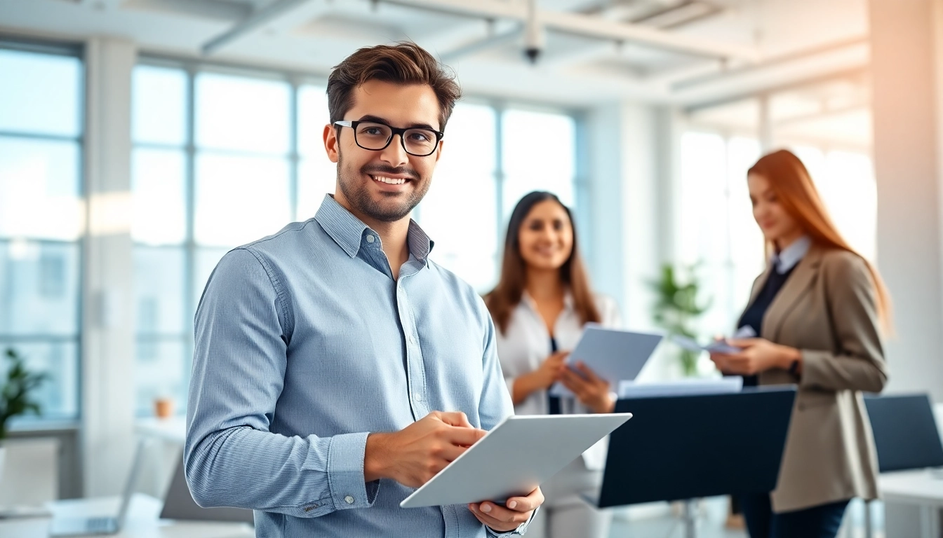 Headhunter Ingenieure berät in einem modernen Büro professionell Kandidaten.