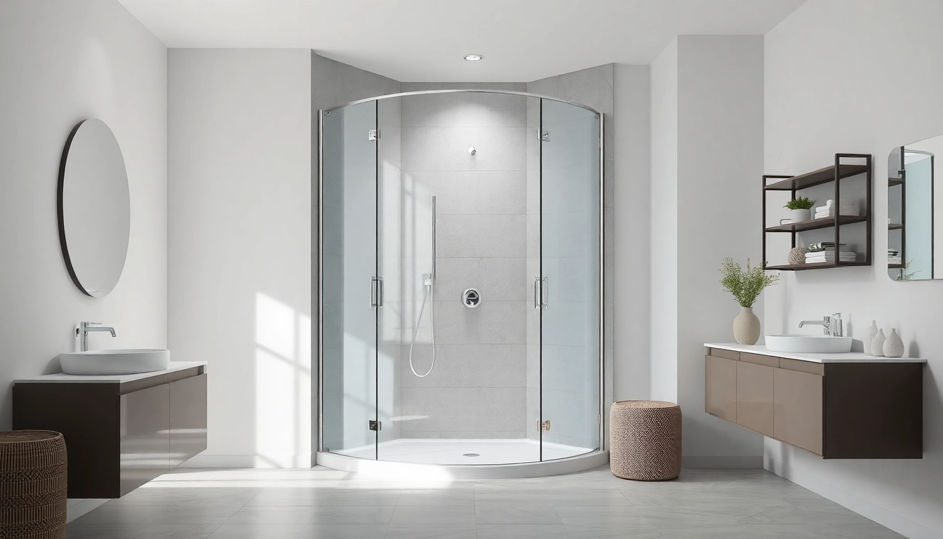 Moderne duschkabine 80x80 eckeinstieg in stilvollem Badezimmer, eingerichtet mit eleganten Glaswänden.