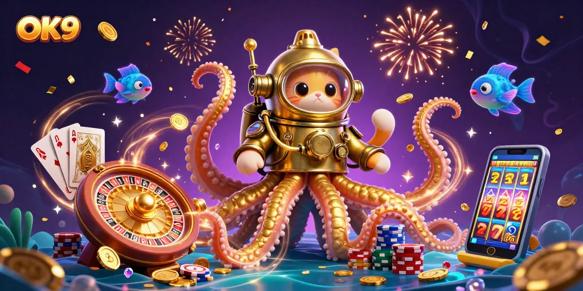 Experience thrilling wins at OK9 with a captivating kraken, diving cat, and exciting gaming treasures.