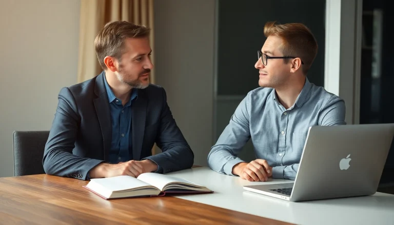 Jobcoaching-Sitzung, bei der ein Coach und Klient gemeinsam Strategien entwickeln.
