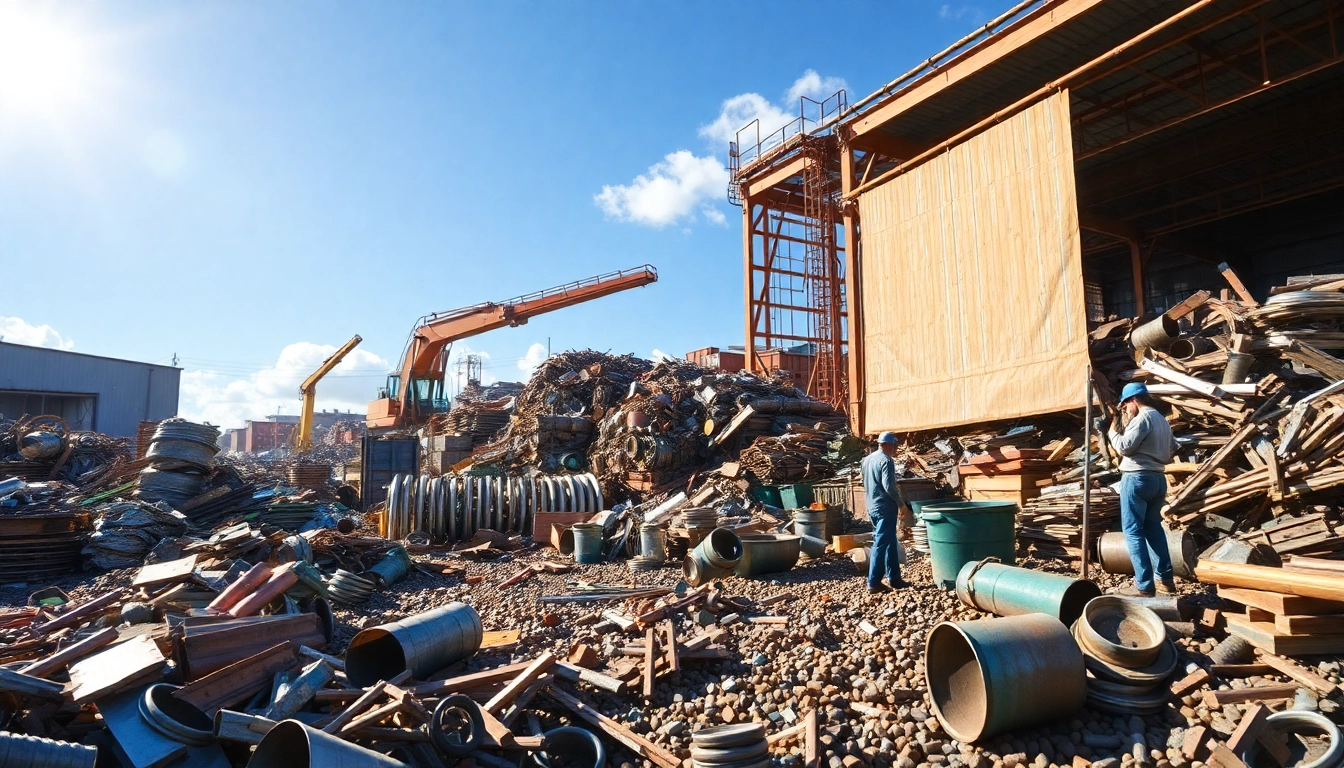 Efficient Schrottabholung Remscheid process with workers sorting valuable metals like copper and aluminum.