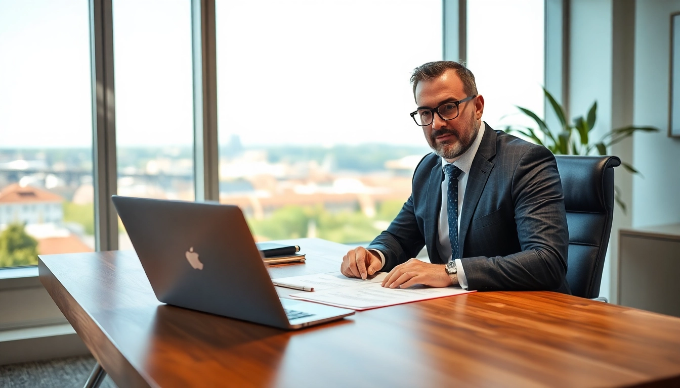 Headhunter Solingen in einem modernen Büro bei der Arbeit mit Bewerbungsunterlagen.