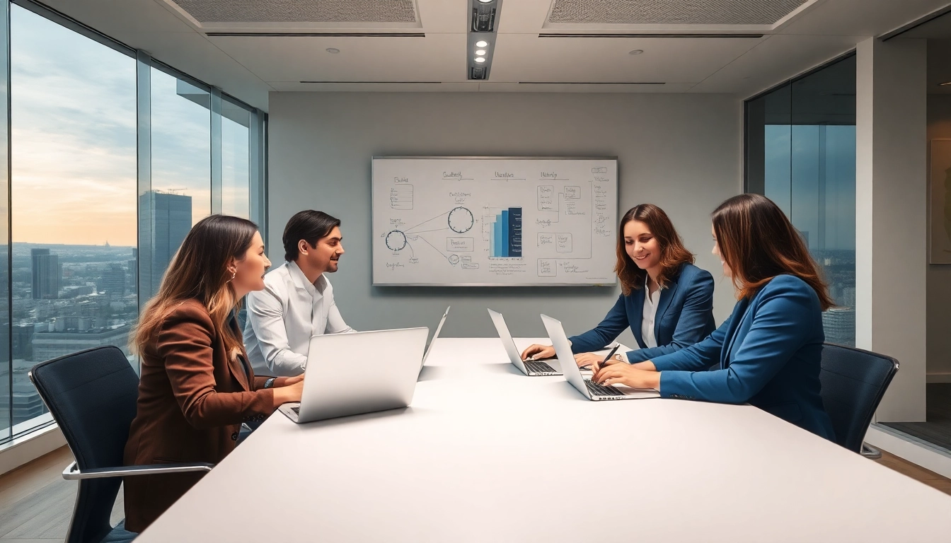 Headhunter Frankfurt: Fachleute arbeiten zusammen im modernen Büro.