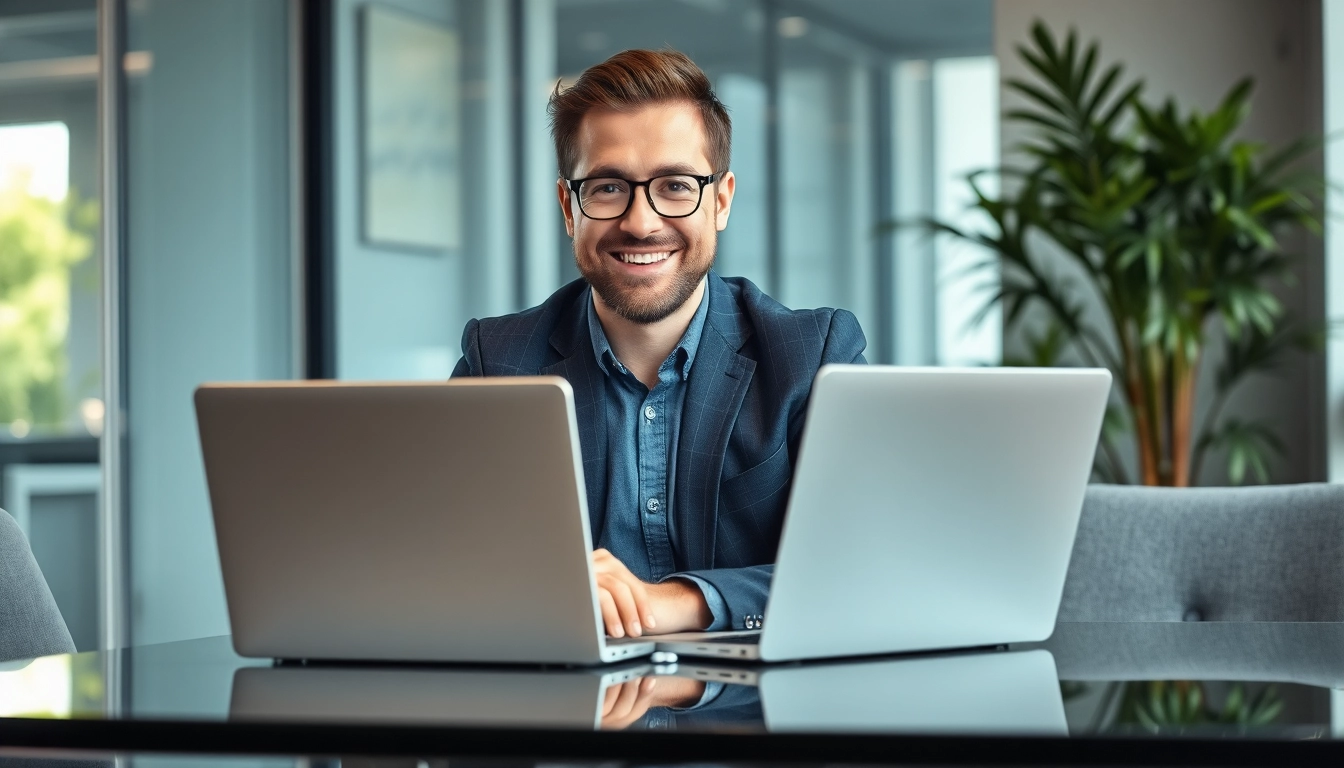 Professioneller Headhunter Oberhausen, der engagiert an einem Laptop arbeitet.