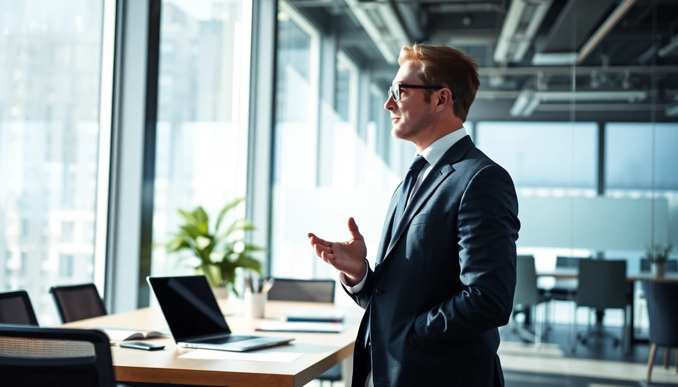 Headhunter CEO präsentiert erfolgreich qualitativ hochwertige Beratungsleistungen in einem modernen Büro.