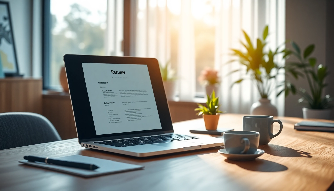 Headhunter Bochum: A professional office setting with a laptop showcasing recruitment efforts.