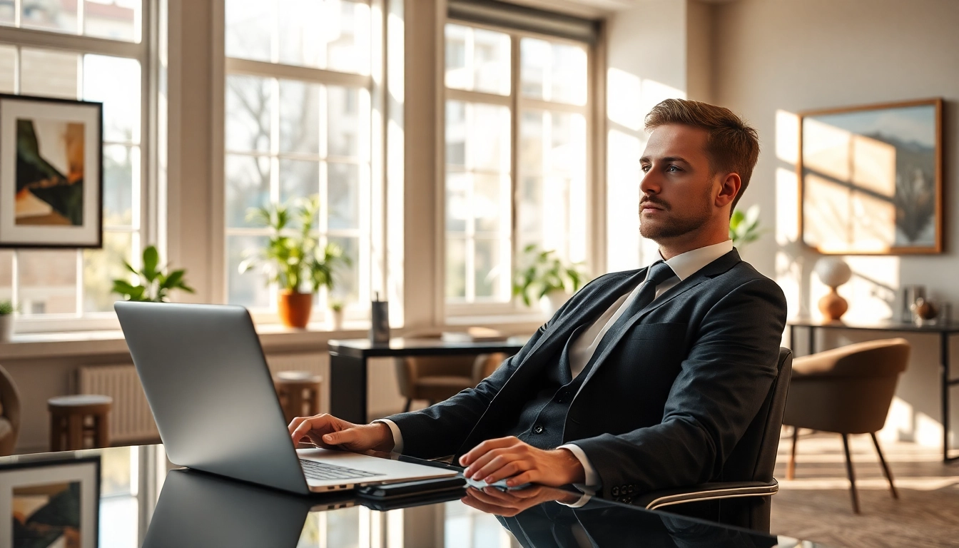 Headhunter Gastronomie arbeitet konzentriert in modernem Büro.